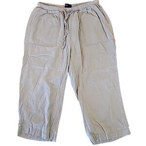 Ellos Linen Capri Pants 12 Beige Cottagecore EUC